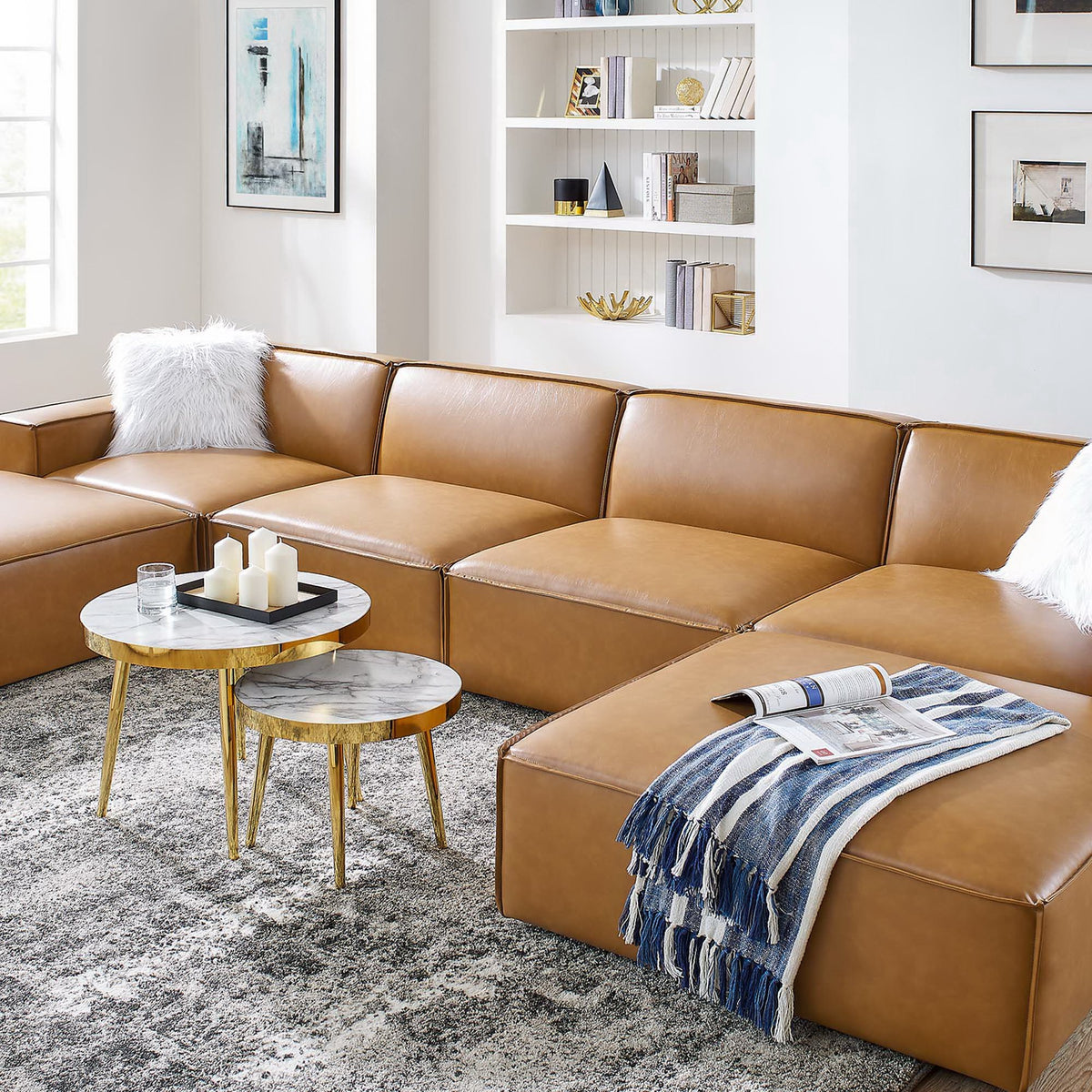 Restore 6-Piece Vegan Leather Sectional Sofa by Modway