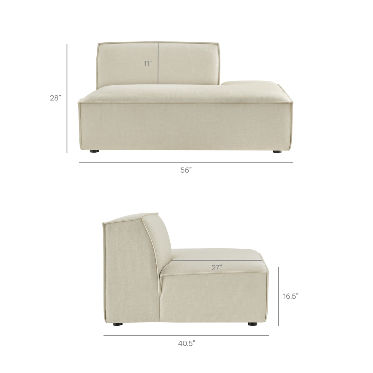 Restore Performance Fabric Upholstered Right-Facing Armless Modular Chaise by Modway