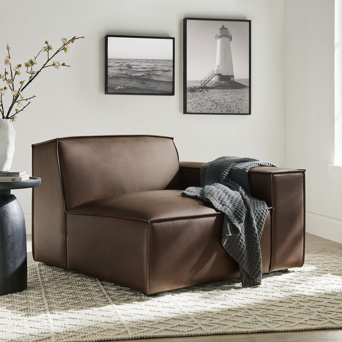 Restore Vegan Leather Right-Facing Modular Lounge Chair by Modway
