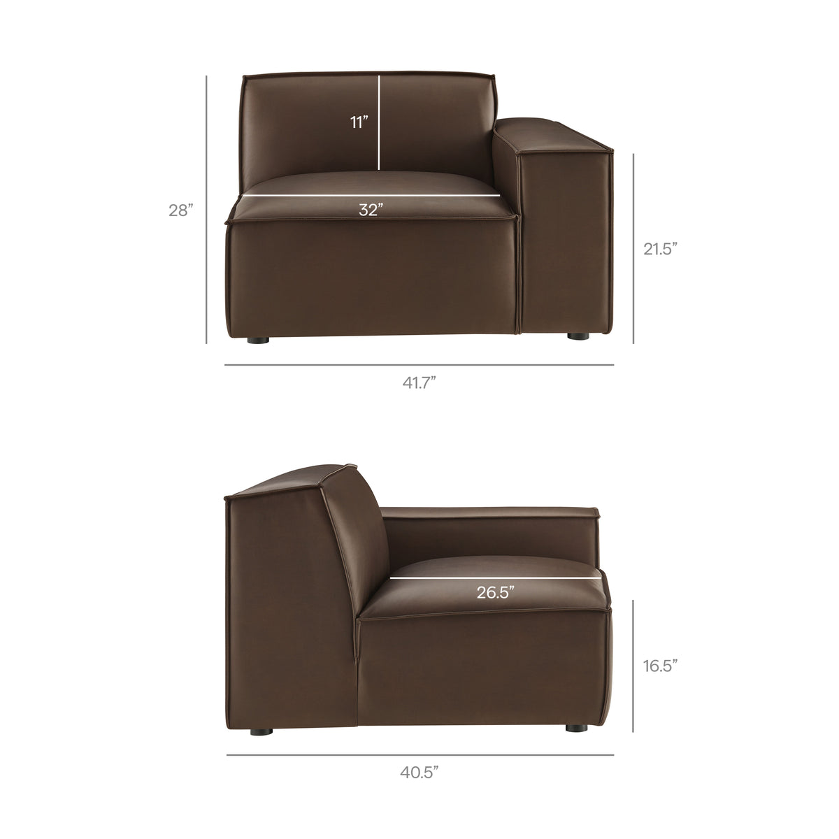 Restore Vegan Leather Right-Facing Modular Lounge Chair by Modway