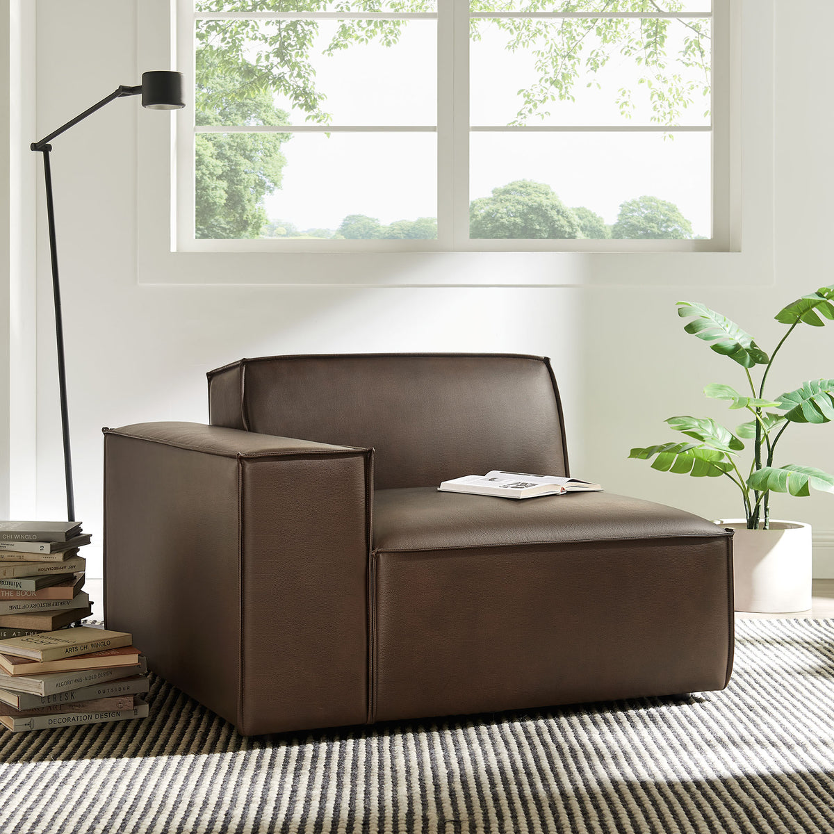 Restore Vegan Leather Left-Facing Modular Lounge Chair by Modway