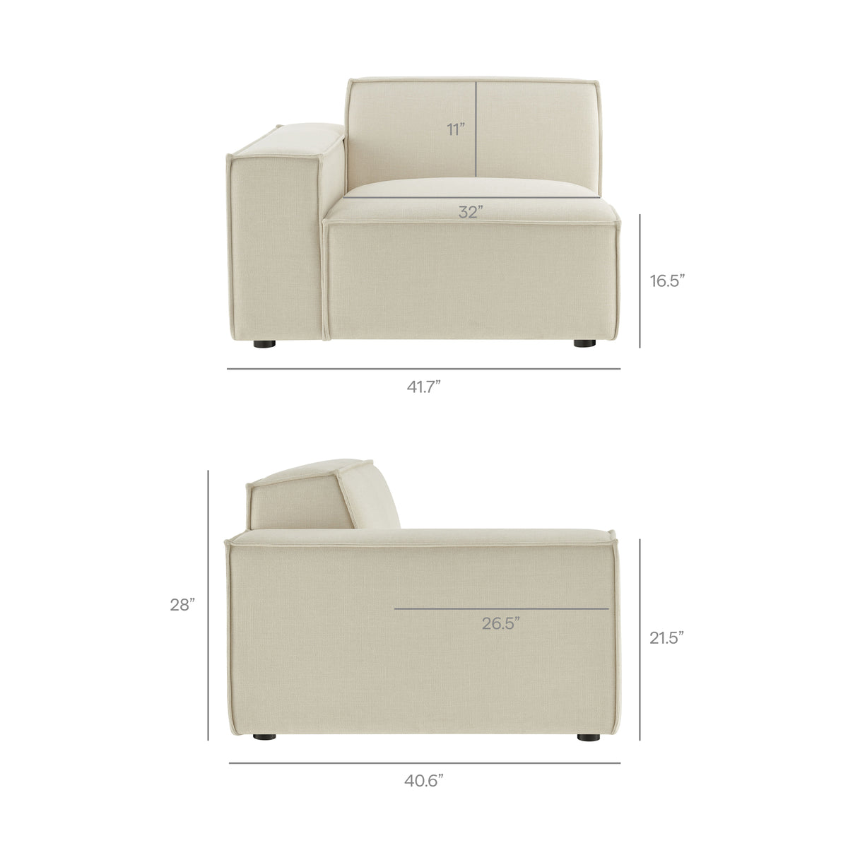 Restore 3-Piece Performance Fabric Upholstered Modular Loveseat with Ottoman by Modway