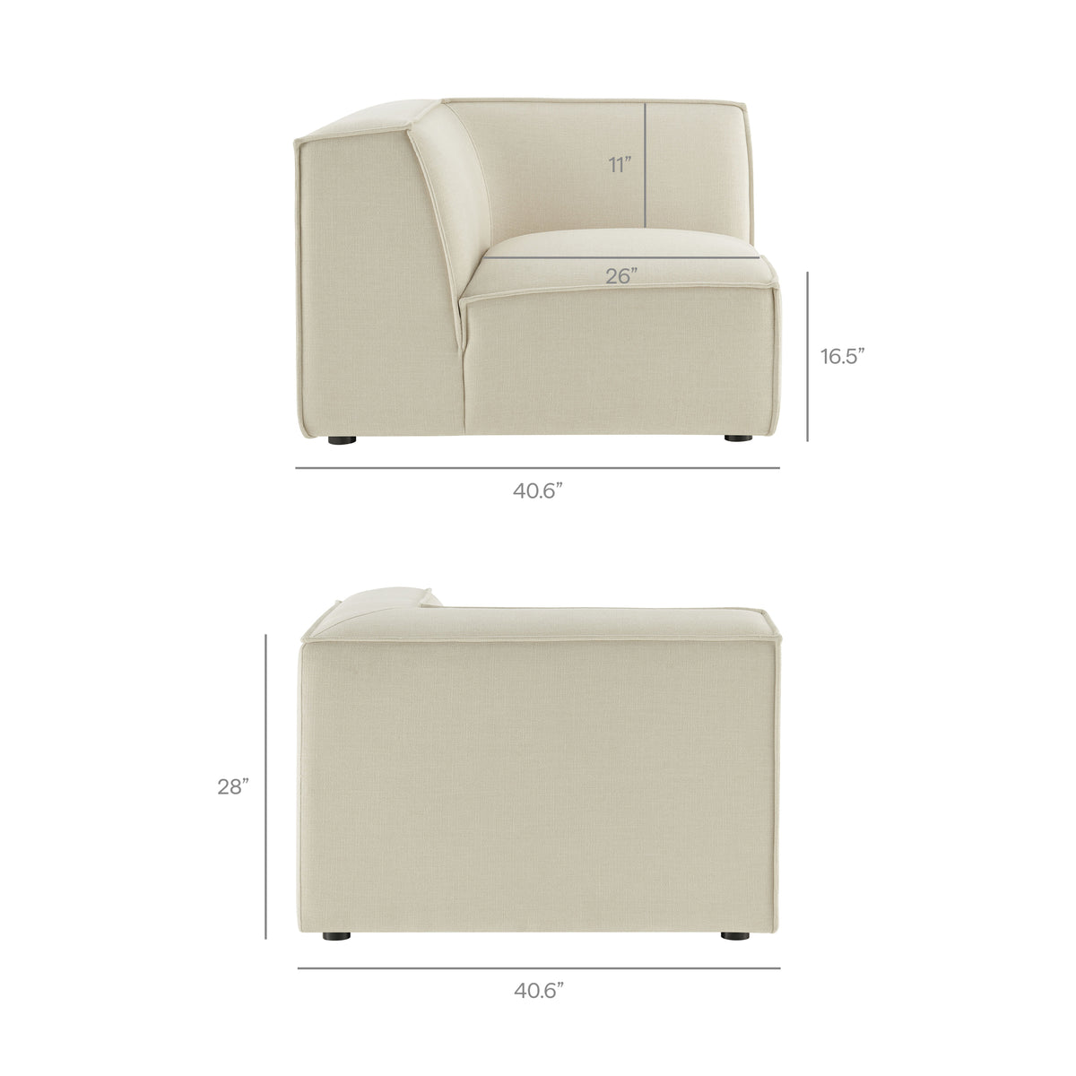 Restore 4-Piece Performance Fabric Upholstered Modular L-Shaped Armless Sectional Sofa by Modway