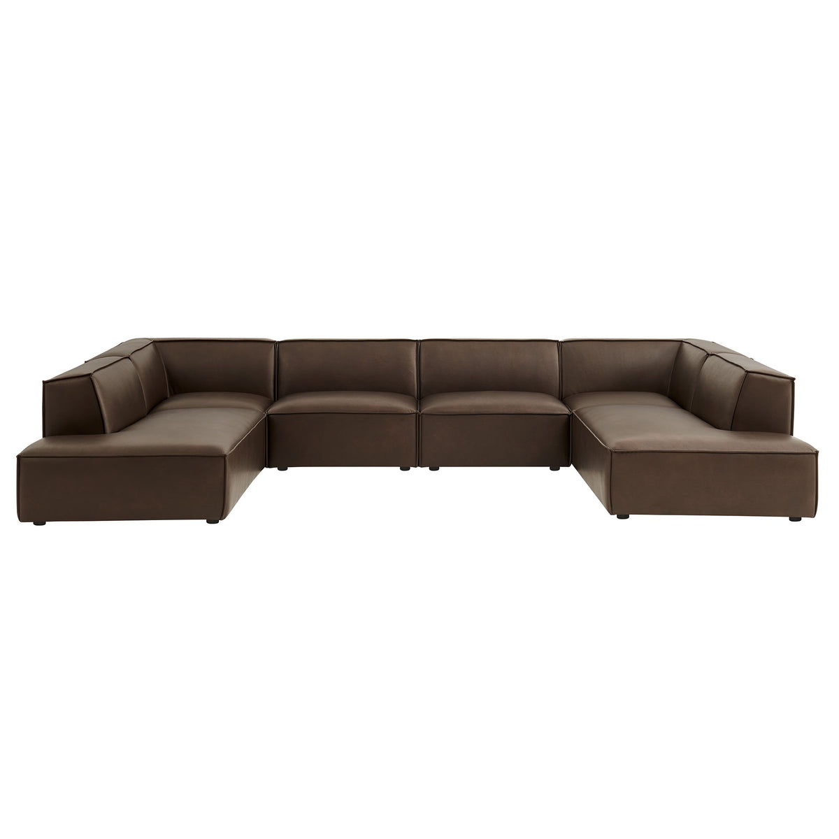Restore 6-Piece Vegan Leather U-Shaped Armless Sectional Sofa by Modway