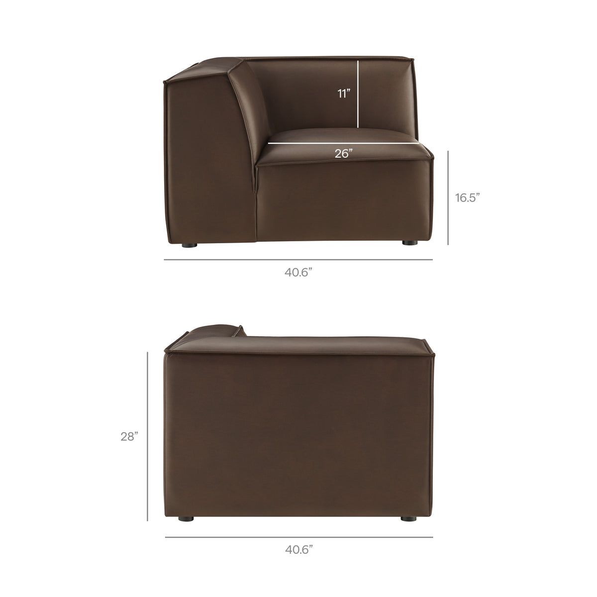 Restore 3-Piece Vegan Leather Modular L-Shaped Sectional Sofa by Modway